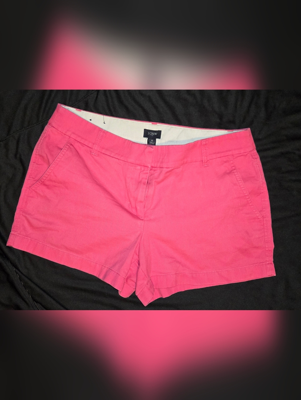 J.Crew Pink Chino Shorts Womens Size 6 Bright Coral Flat Front Casual Summer